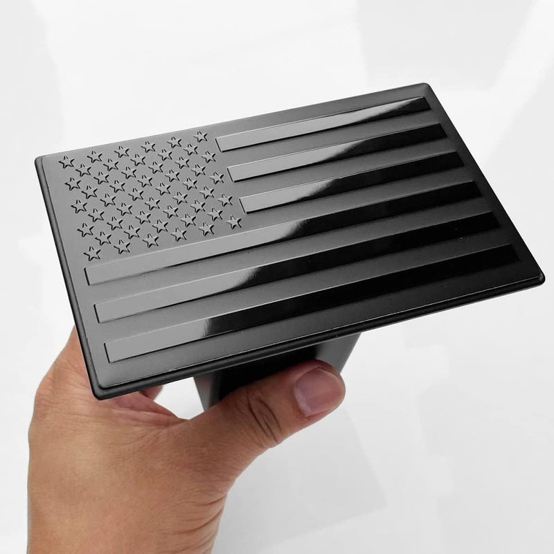 Bonrcea American Flag Metal Trailer Hitch Cover for 2 inch Receivers Matte Black - Image 2